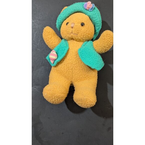 Vintage Commonwealth Teddy Bear With Green Hat & Vest 9" - Picture 2 of 7
